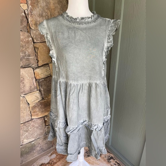 JODIFL Dresses & Skirts - JODIFL ruffle, tiered Greenish/Gray Dress✨ NWT size:small
